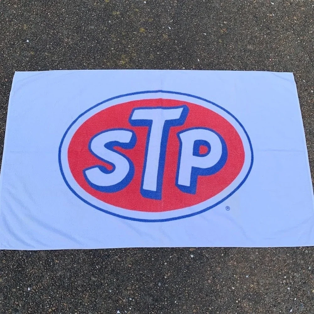 Vintage STP Racing Oil Advertisement Beach Towel Cotton Made in USA‎